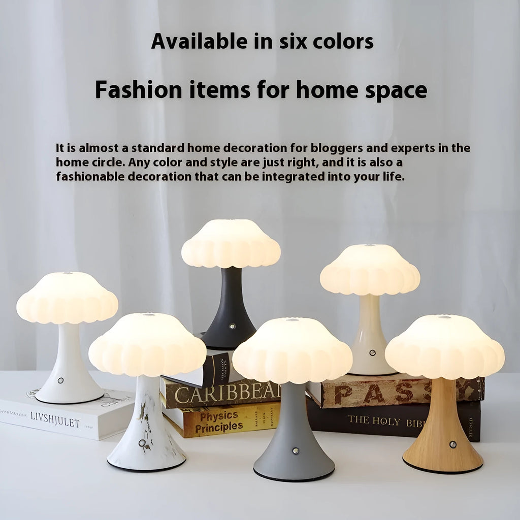 Creative mushroom-shaped touch night light in five colour options for bar and cafe decoration