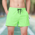 Men's black polyester training shorts with high waist design and drawstring closure for fitness activities