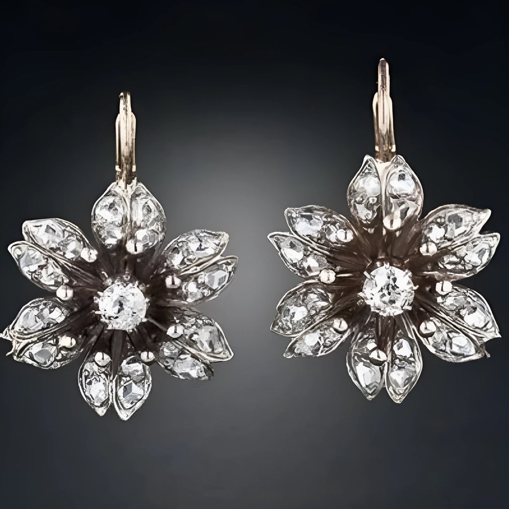 Silver retro women's earrings with drop design for office fashion