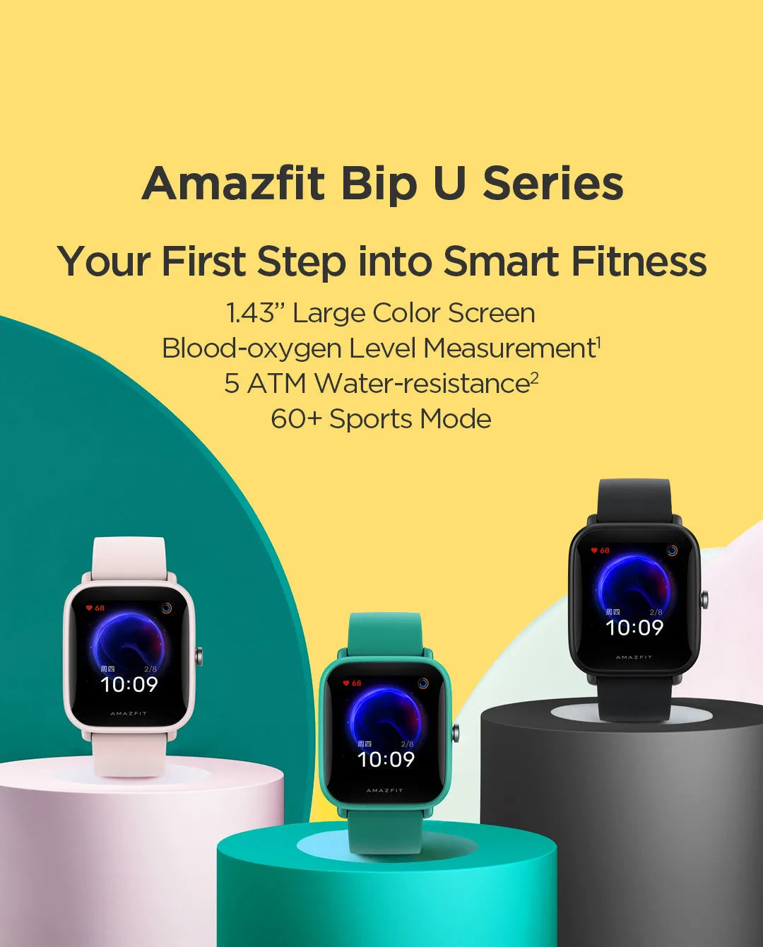 Smartwatch with 1.54 full touch screen, TPU strap, Bluetooth calling, music playback, pink black green
