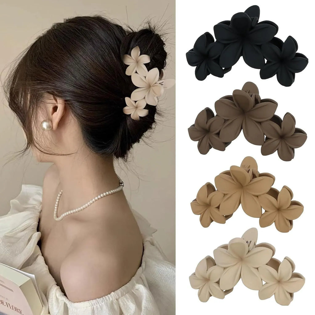Six rose red plastic hair clips with a frosted grip and pointed toe B-style design.