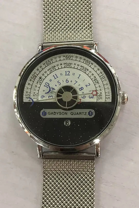 Men's M-1288 sports quartz watch with 40mm dial showing gold and silver colour options