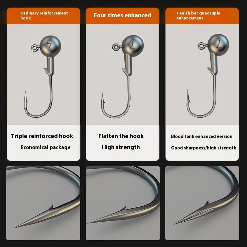 Pack of 50 steel fishing jig hooks with lead heads for bottom fishing applications