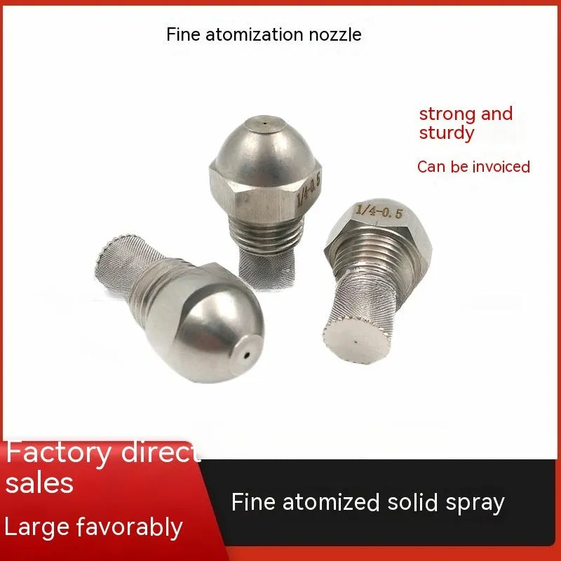 Stainless steel two-point spray nozzle with 1/4 inch thread connection for fine atomisation