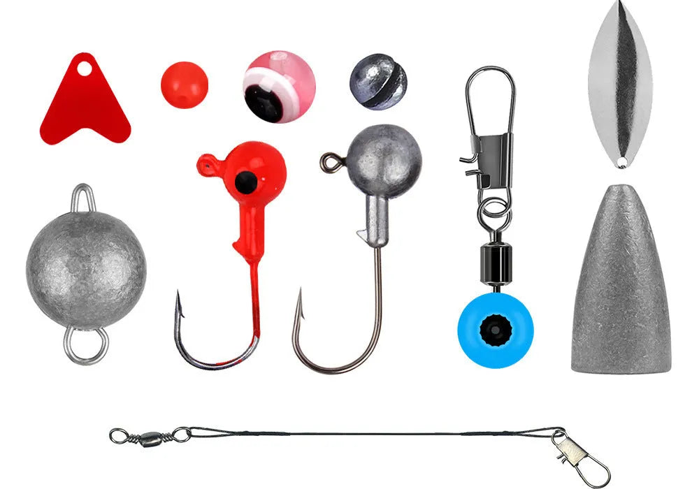 Weihe 257-piece fishing lure hook accessories set in ABS plastic box for Texas sea rock fishing