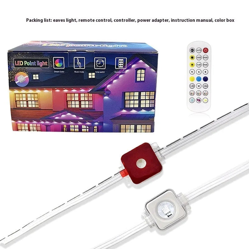 Outdoor eaves light string with planet modelling and intelligent graffiti control for courtyard decoration