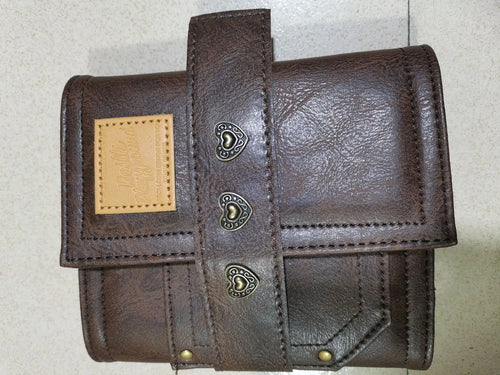A7 brown retro leather buckle notebook with loose-leaf binding and PU cover
