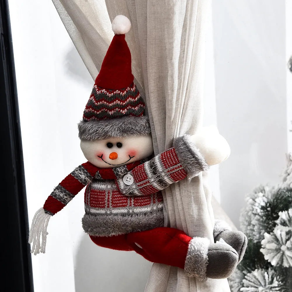 Christmas curtain decorative button cartoon doll cloth curtain buckle in Santa, reindeer, or snowman style