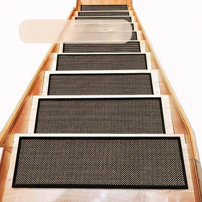 Japanese-style camel-coloured stair mat with polyester fibre construction measuring 20cm by 76cm