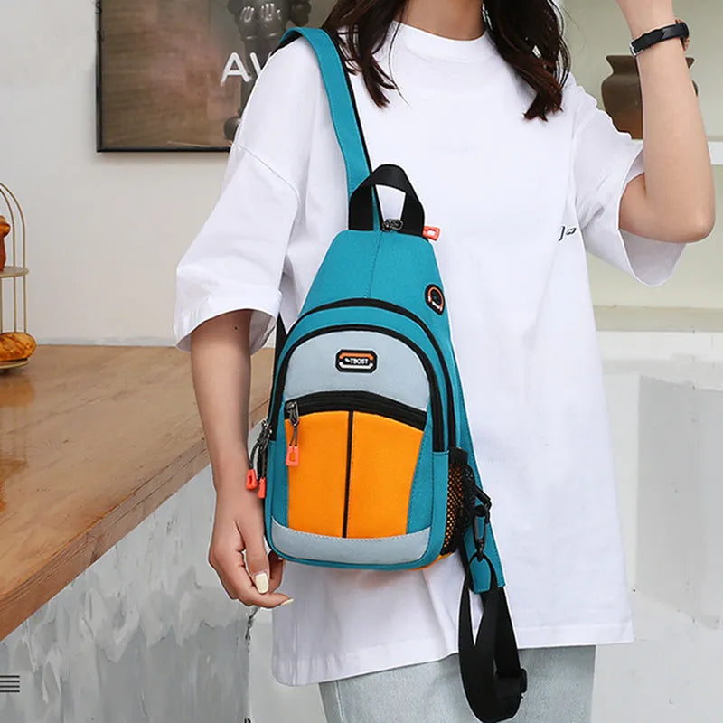 Women's multifunctional sports backpack shoulder bag in Oxford cloth with USB design, medium vertical square shape, 11-inch compartment.