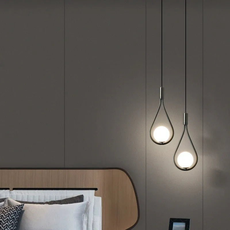 Copper modern minimalist bedside chandelier with 220V voltage showing three colour cover options