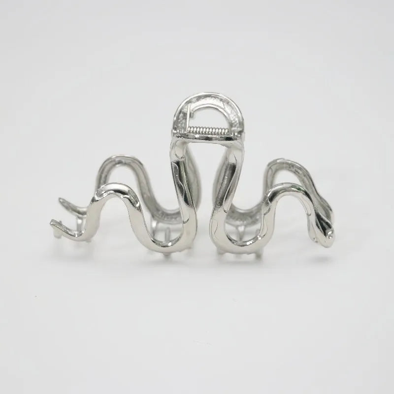 Slytherin serpentine metal hair barrette showing 10.5cm snake design in silver electroplated finish
