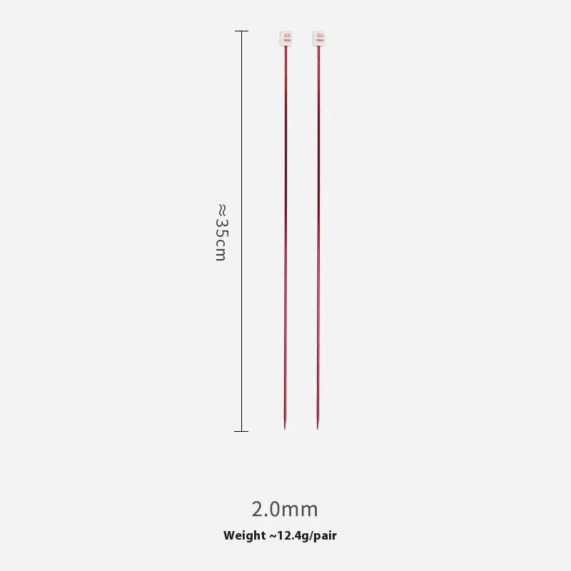 Set of lengthened double-ended crochet hooks in various sizes from 2.0mm to 10.0mm with protective end caps.