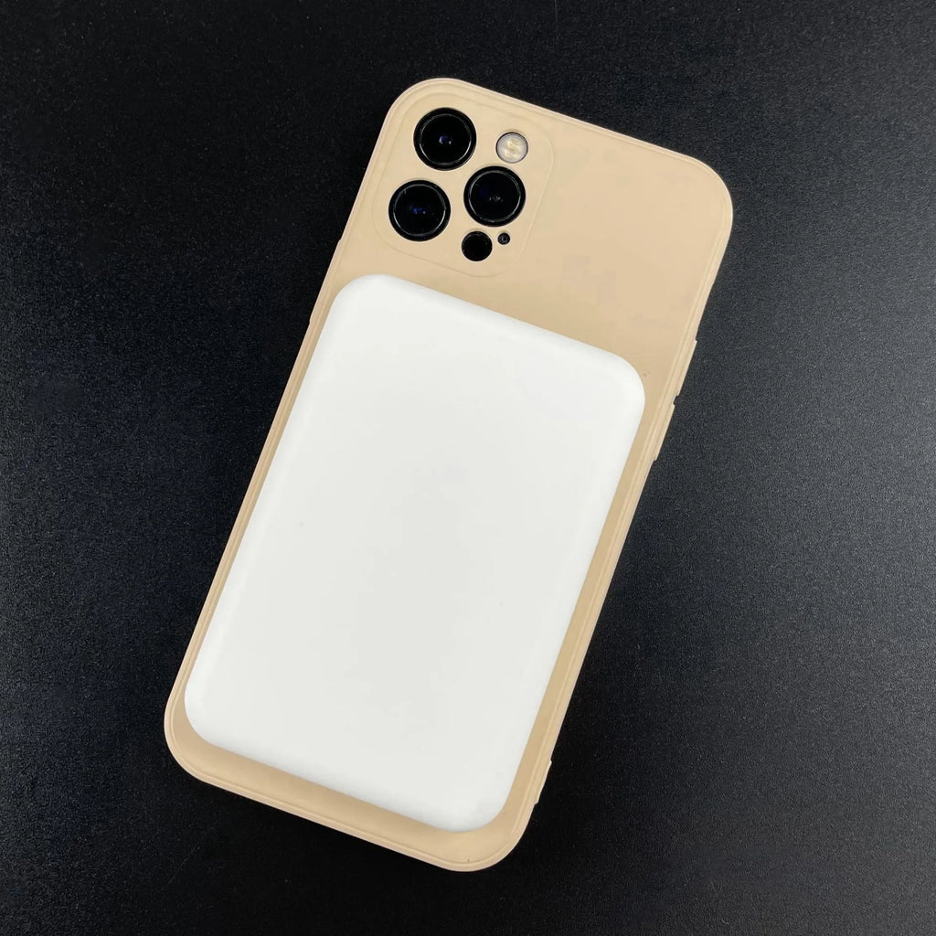 White wireless magnetic charging power bank with 5000mAh capacity and creative PVC casing design