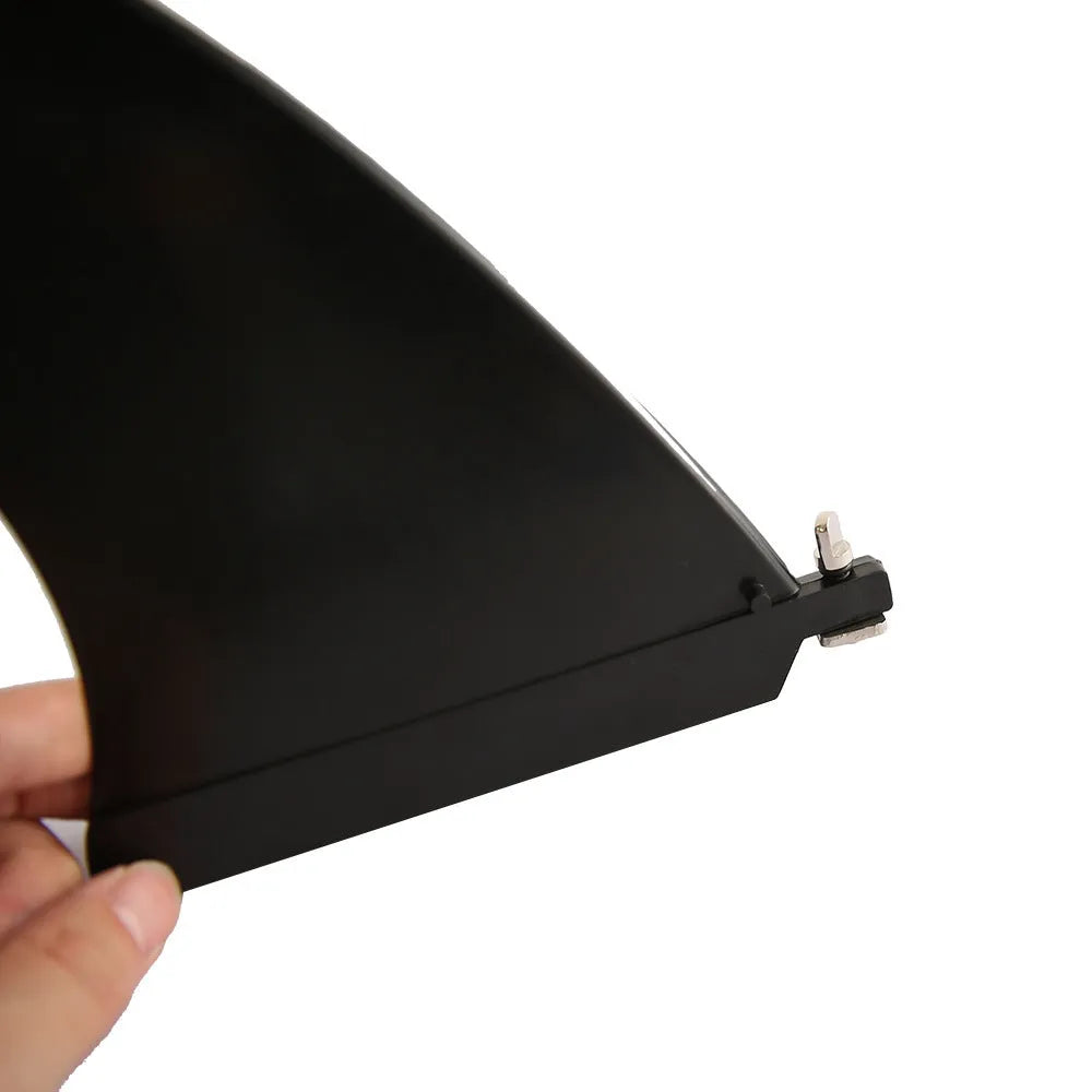 SUP paddle with attached plastic water dispenser and large removable fish fins