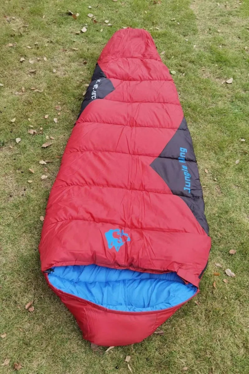 Cotton camping sleeping bag with compression sack in Army Green colour.