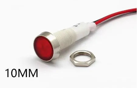 10mm stainless steel edge indicator light with wire in five colour options