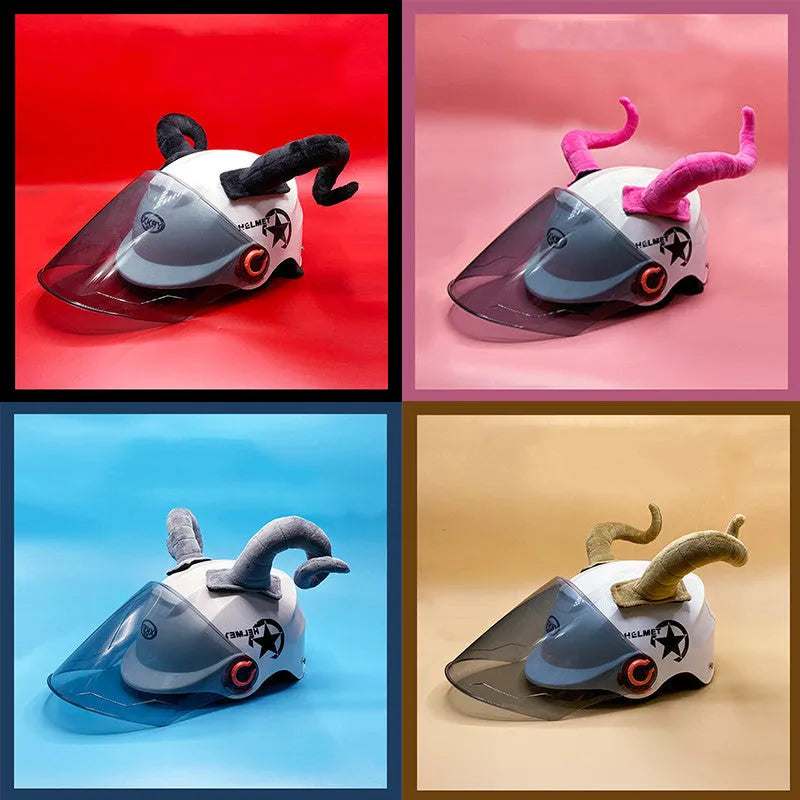Pair of composite fibre demon horns for motorcycle helmet decoration in choice of four colours