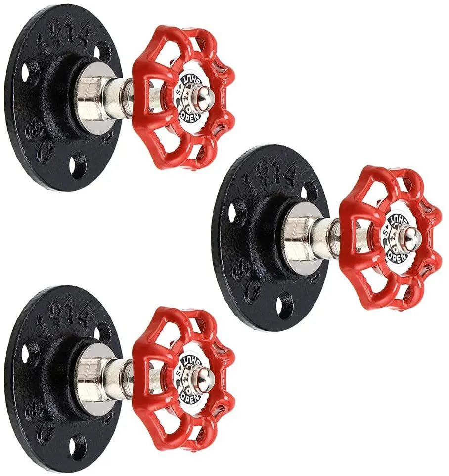 Metal wall hanging hook with water pipe design in choice of black, green, or red finish.