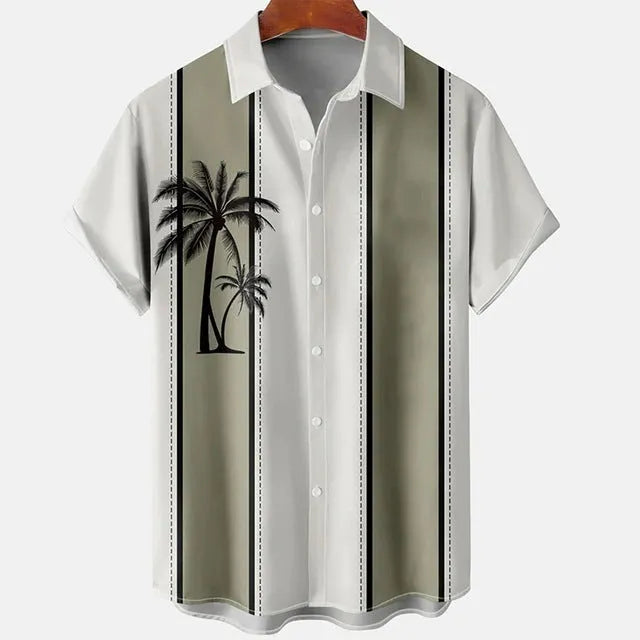 Men's slim fit short sleeve shirt with digital printed floral pattern on polyester fabric in various colours