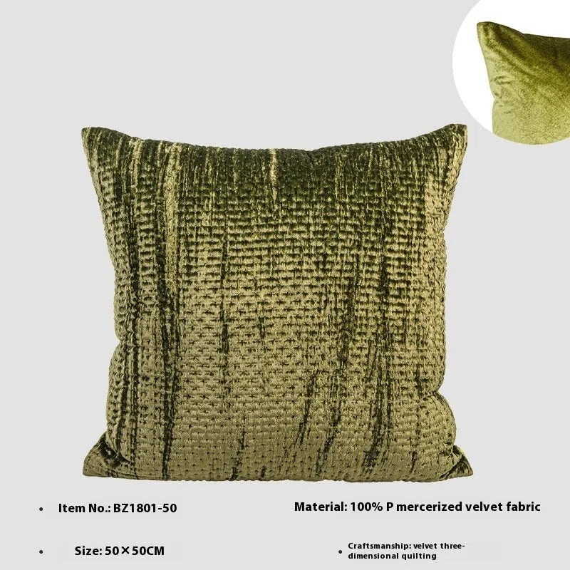 Antique-style quilted cushion with mercerized velvet embossing point texture in green, red, mocha, or orange