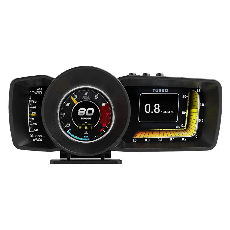 A600 GPS car navigation monitor with OBDII connector and multilingual display options