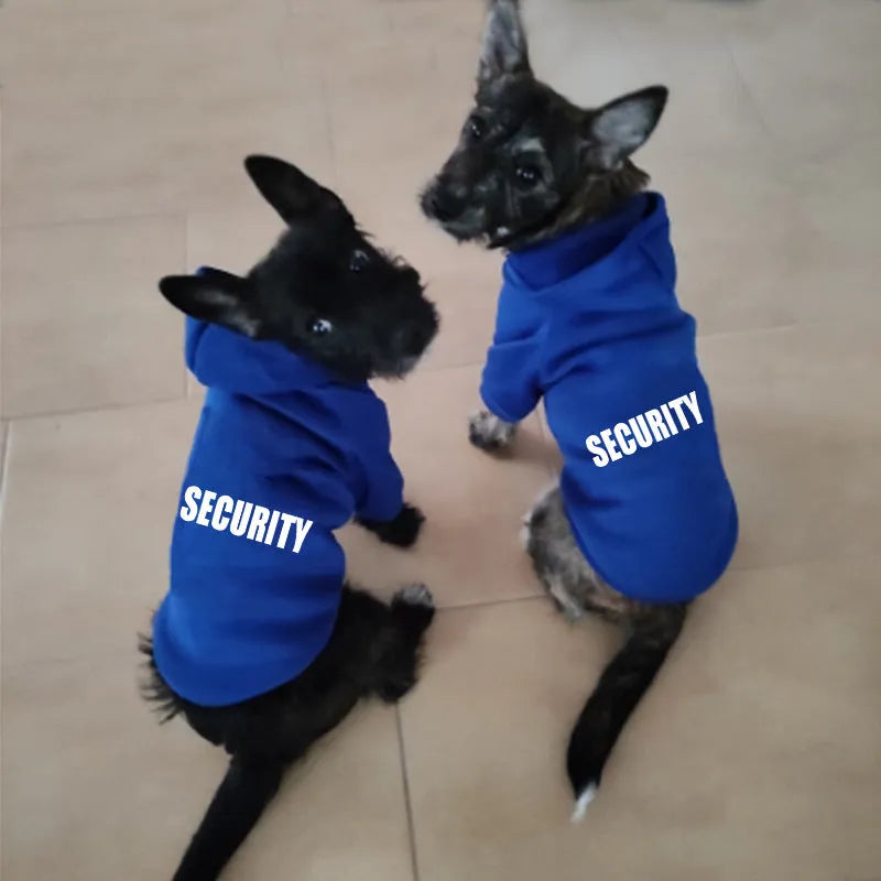 Solid colour warm printed pet clothing in polyester, unisex British style, sizes XS to 9XL, colours blue black red pink grey grey-black