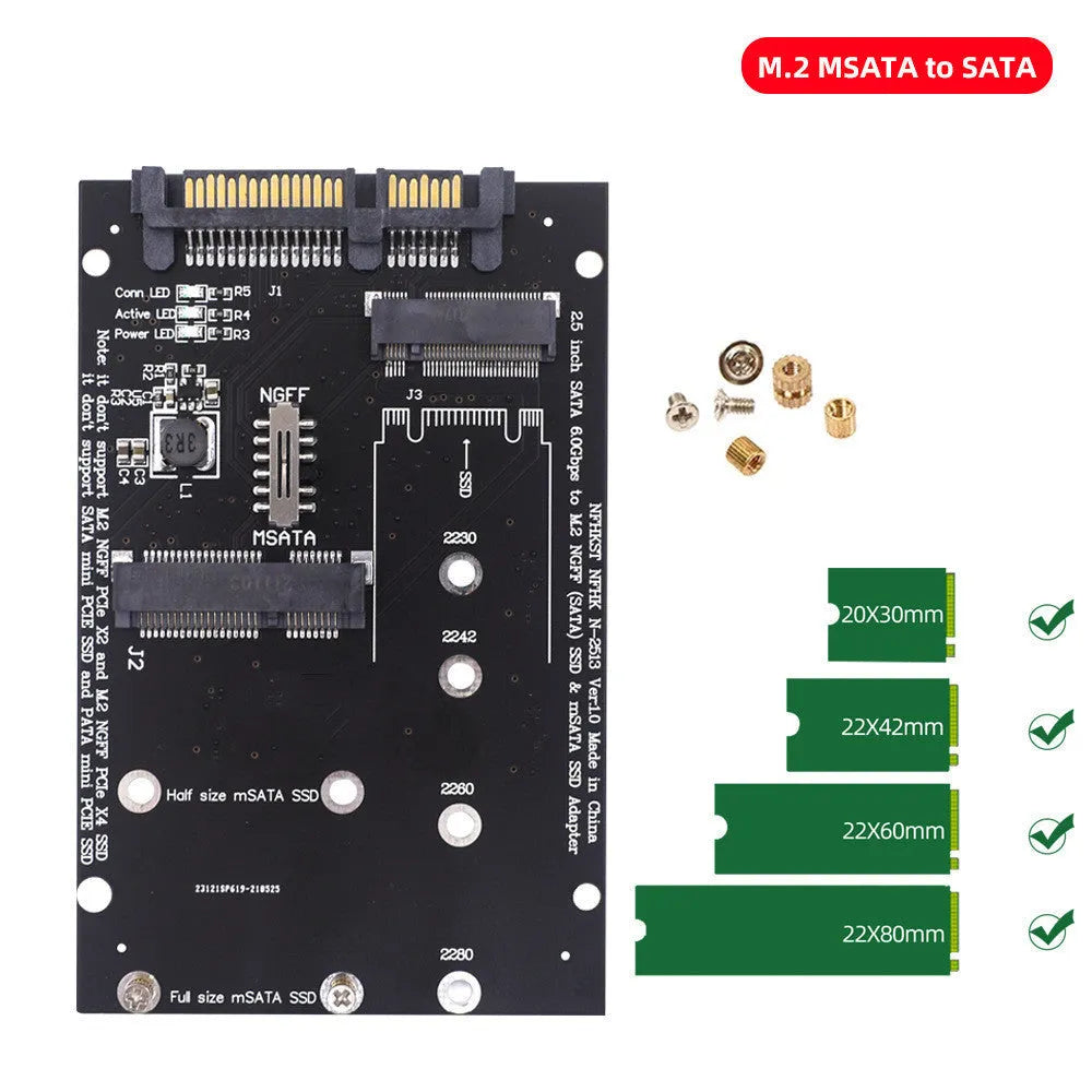 SATA3 to M2 NGFF MSATA SSD adapter card in black or blue colour