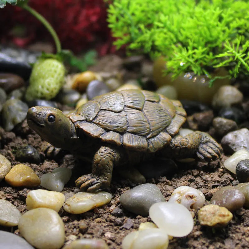 Coloured resin simulation turtle ornament for garden and tabletop decoration