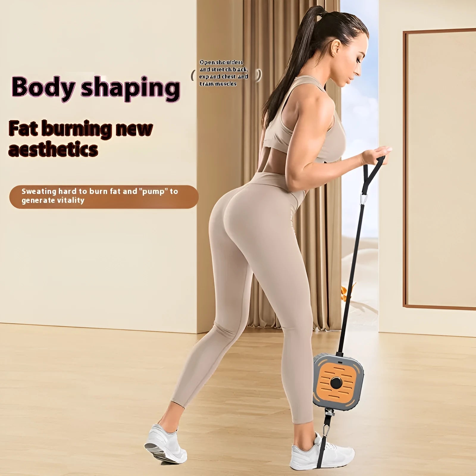 Multifunctional ABS power pump chest expander in navy blue or orange for home strength training