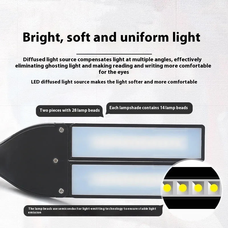 Music stand light with flexible gooseneck and 28 LED lamps for sheet music illumination