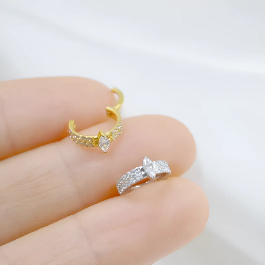 316 stainless steel heart earrings with diamond-treated zircon in silver or gold colour