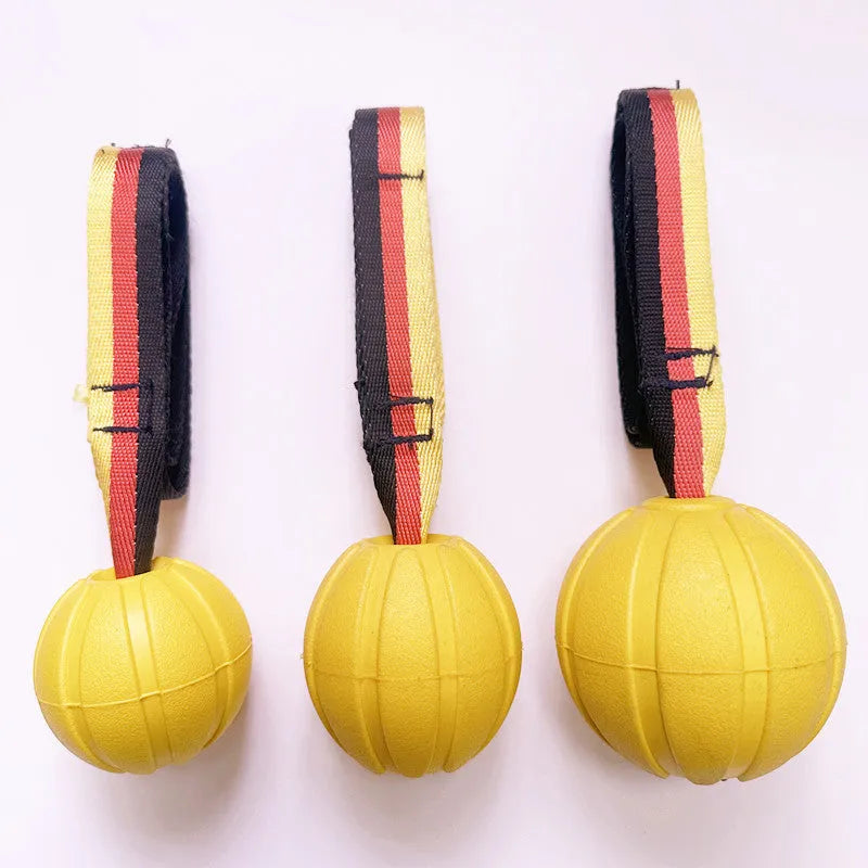 Floating EVA dog training tether ball in camouflage colour with attached string