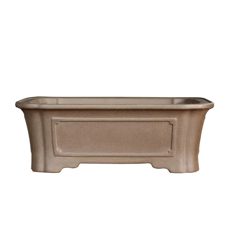 Purple sand rectangular flowerpot with antique classical design for indoor and outdoor bonsai displays