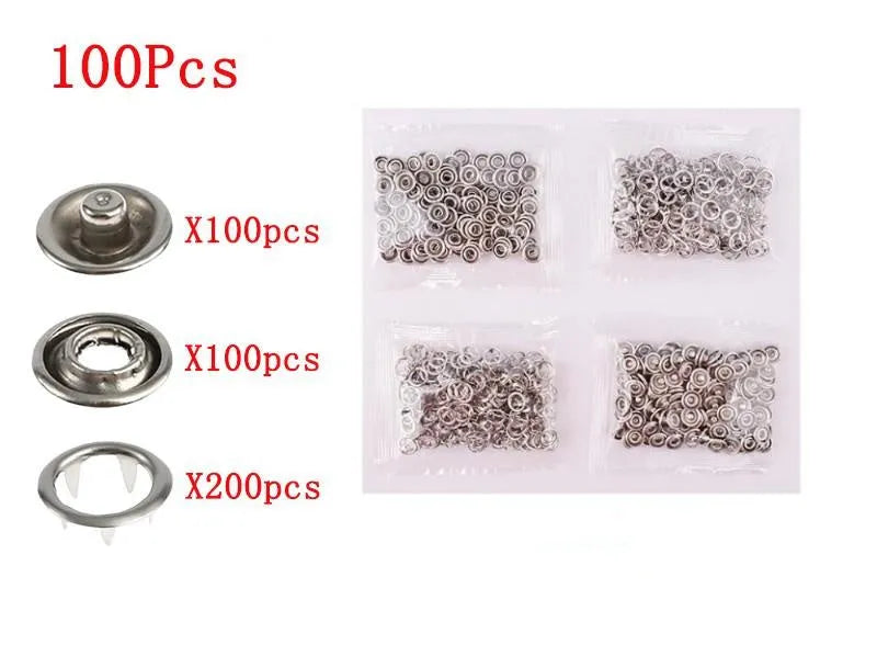 Stainless steel five claw no-sew button and pliers for children's clothing