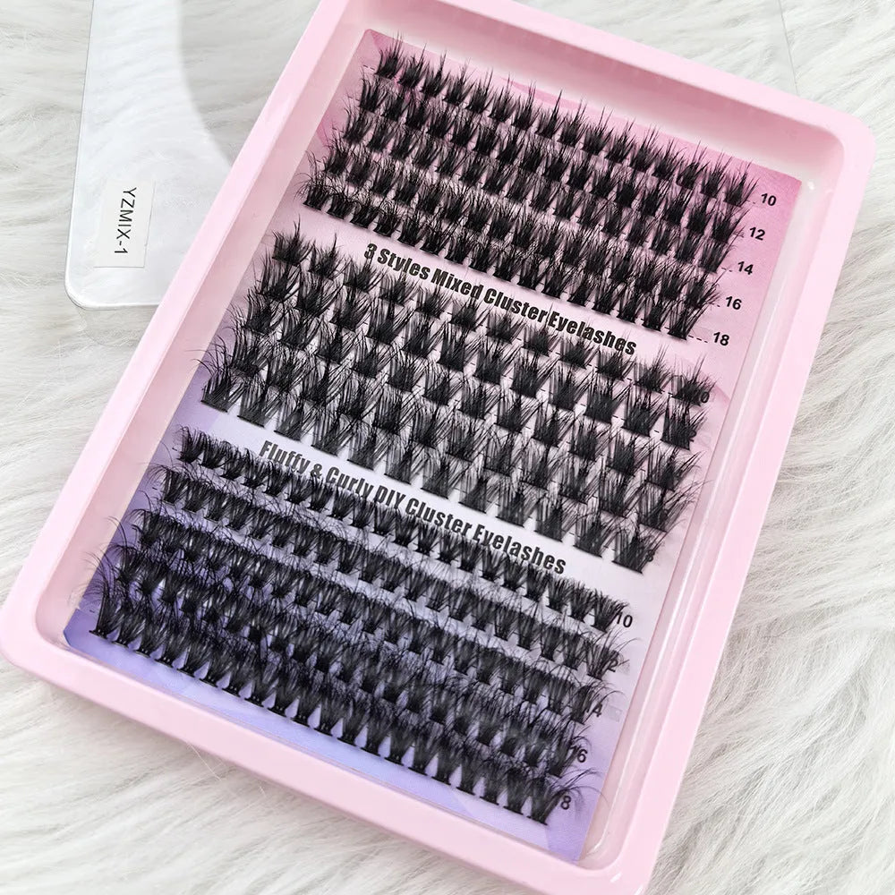 Large capacity box of messy mixed false eyelashes in high imitation material, measuring 13.7cm by 13.5cm.