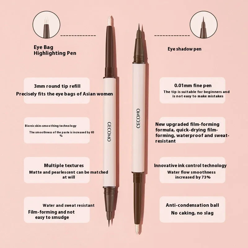 Double-headed silkworm pen eyeliner with stereoscopic star eyes design in pearlescent finish