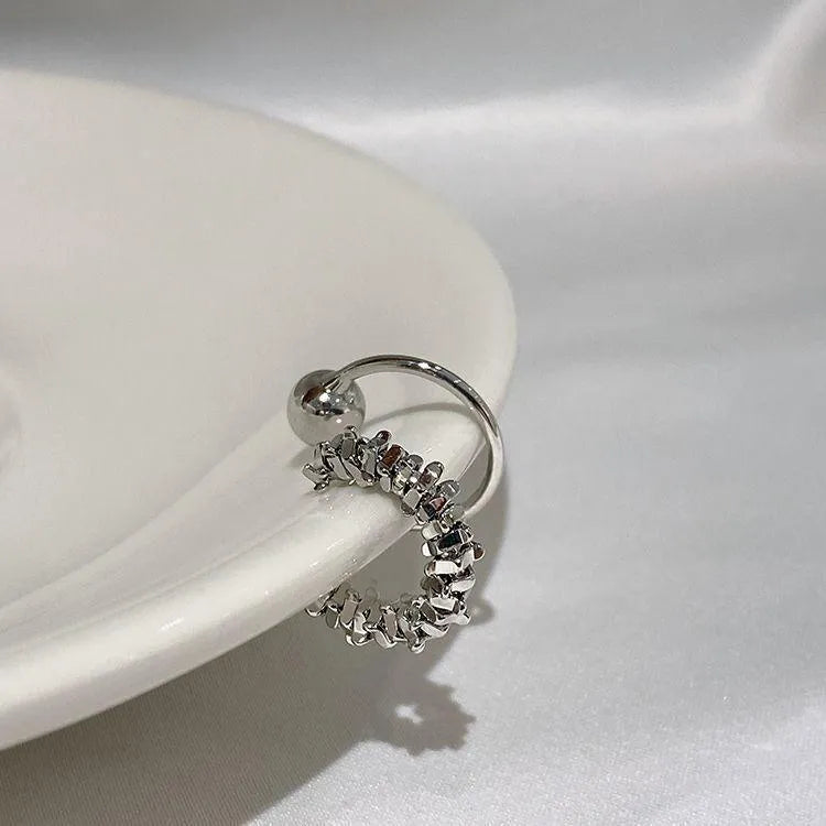 Alloy geometric ear clip earrings with irregular shape and frosty finish in B4710 colour