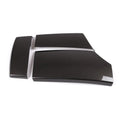 Three-piece black ABS armrest box protective cover set with shiny carbon fibre diagonal weave pattern