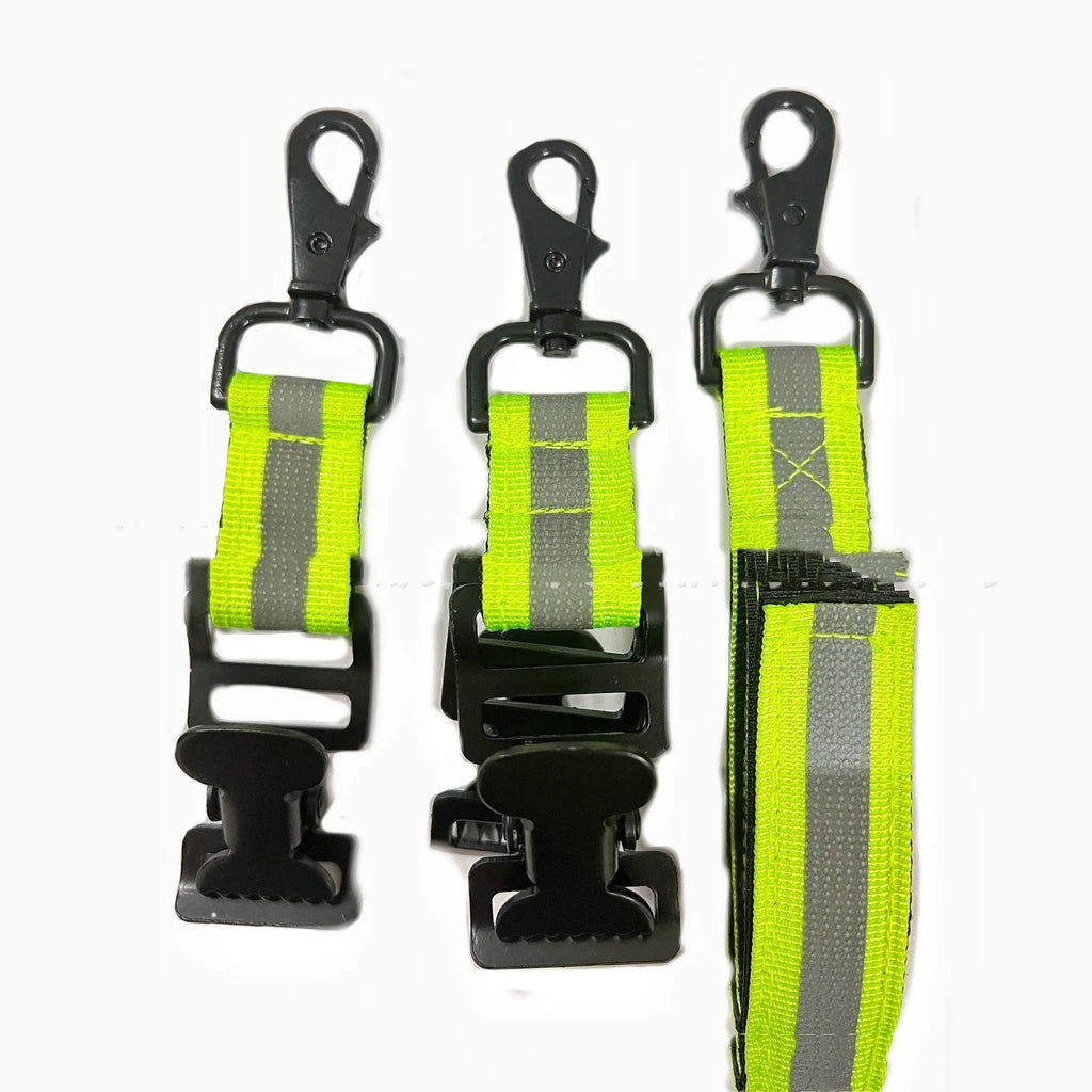 Fluorescent green metal buckle glove clip with reflective tape for industrial safety applications