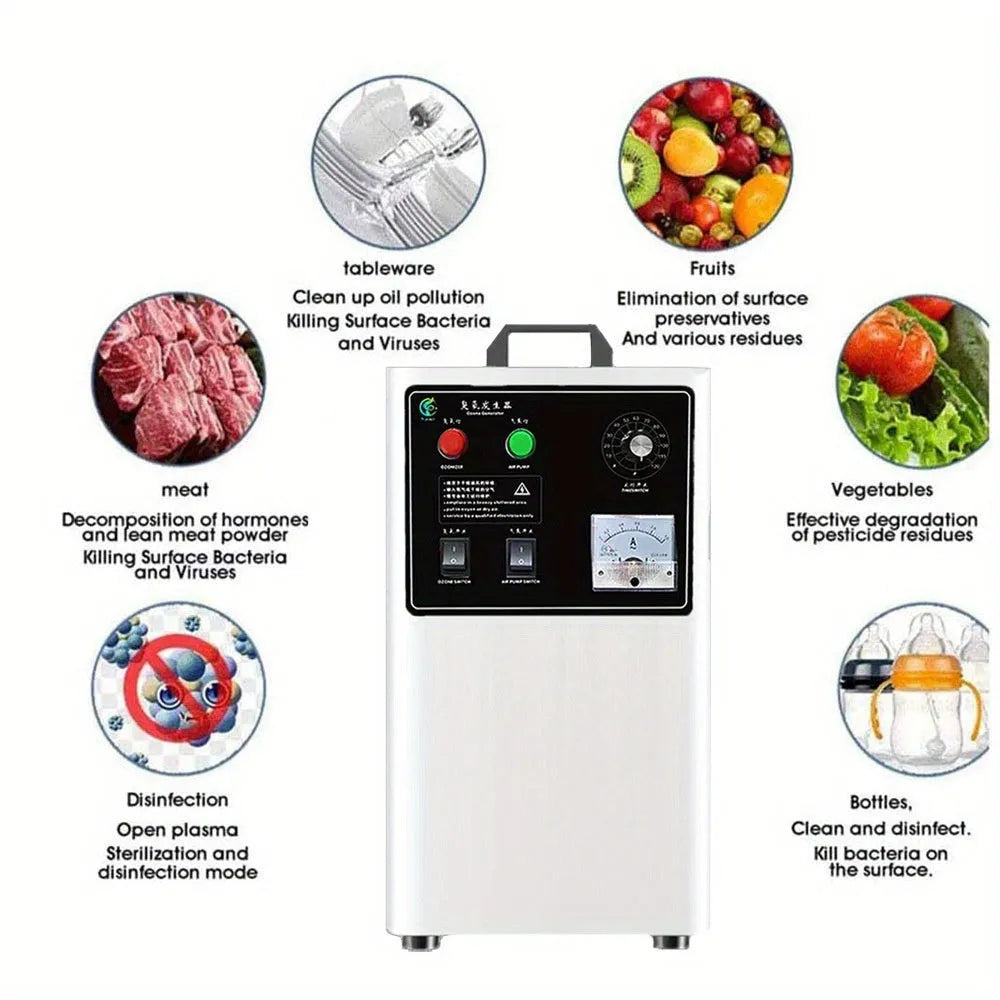 Fruit and vegetable ozone generator machine with 20g/h output in stainless steel or white finish