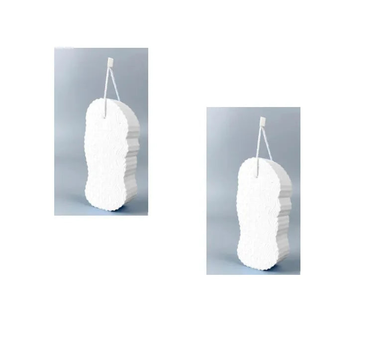 3D fish scale pattern bath sponge in white, grey, pink or light blue colours for body exfoliation