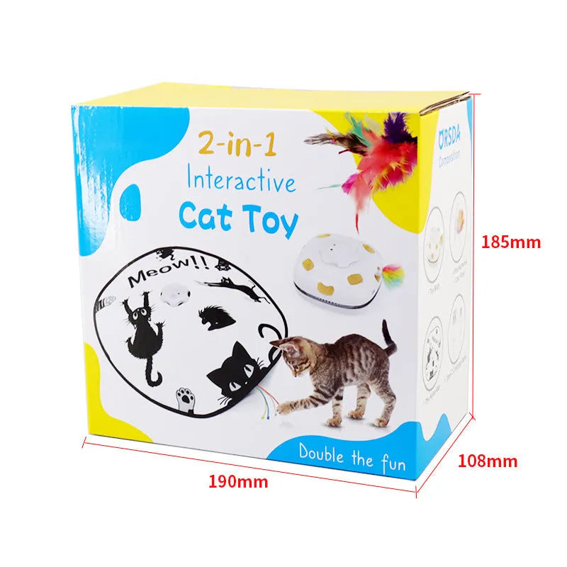 Plastic cat teaser wand toy in picture colour, dimensions 19.8cm x 11.5cm x 19.5cm.