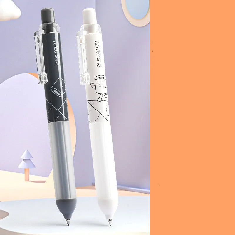 Black and white 0.5mm mechanical pencils with triangular cloud grips on a minimalist background.