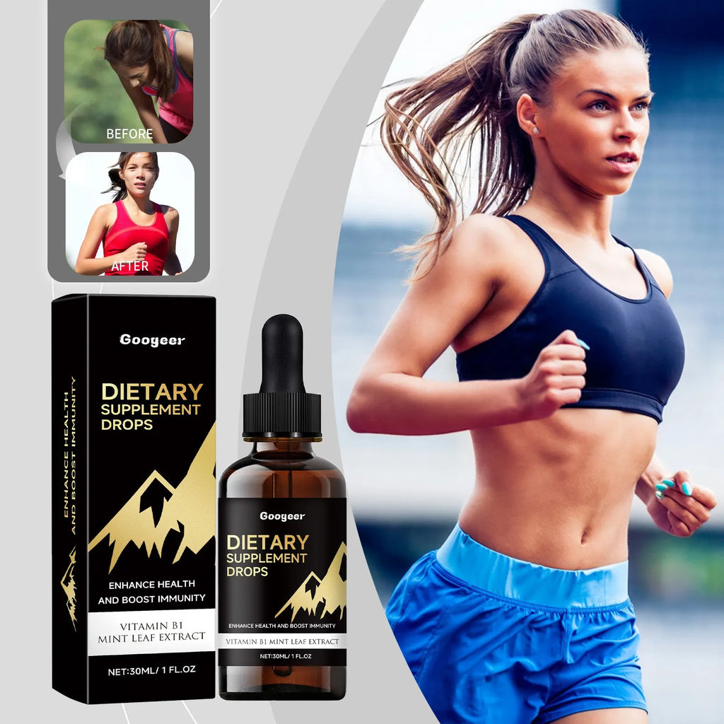 30ml glass bottle of vitamin D3 and K2 dietary supplement drops with a black dropper.