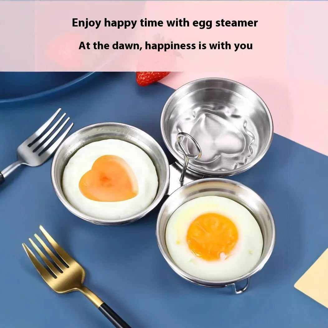 Stainless steel heart-shaped egg steamer for single-egg cooking