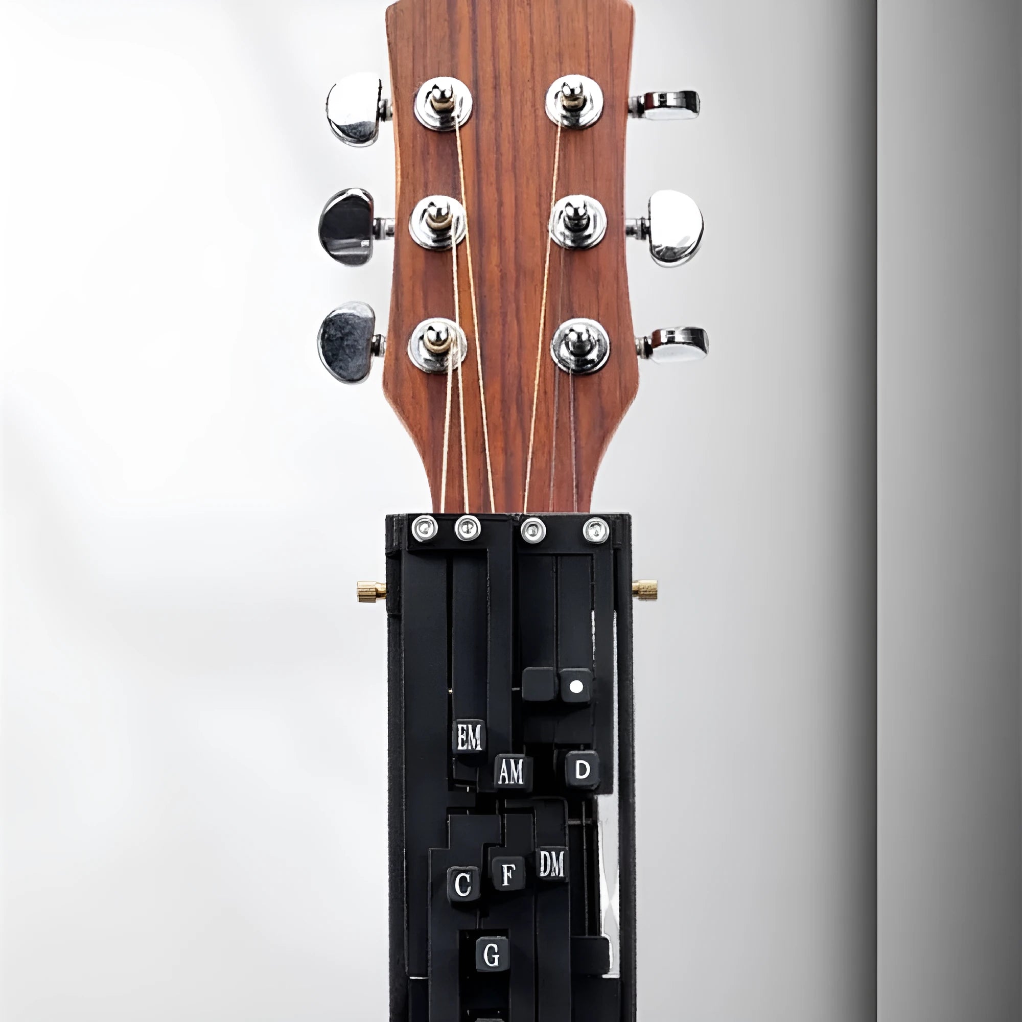 Black double chord maker device for folk guitar novice practice with automatic gear mechanism