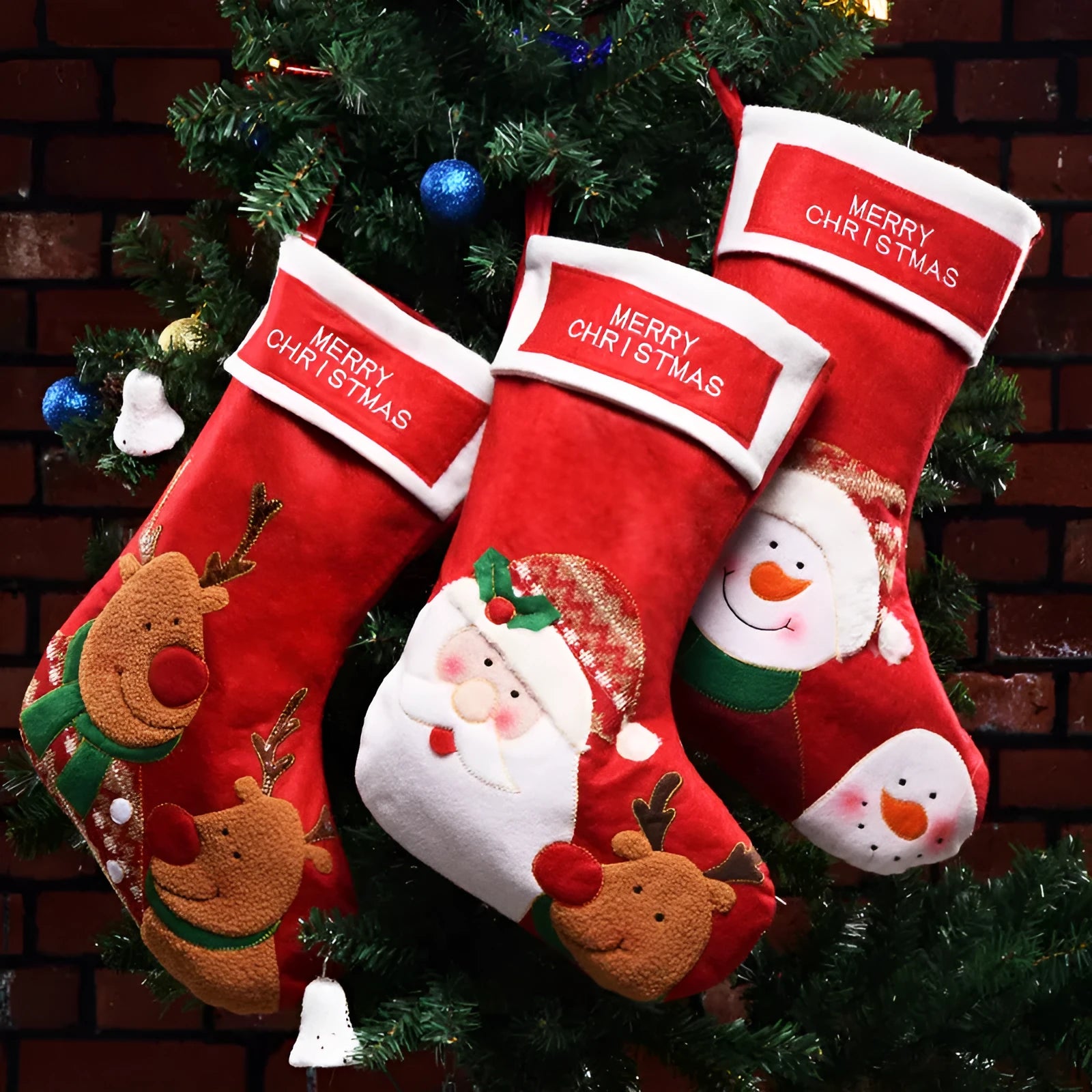 Christmas candy bag socks pendant decorations showing elk, old man, and snowman designs