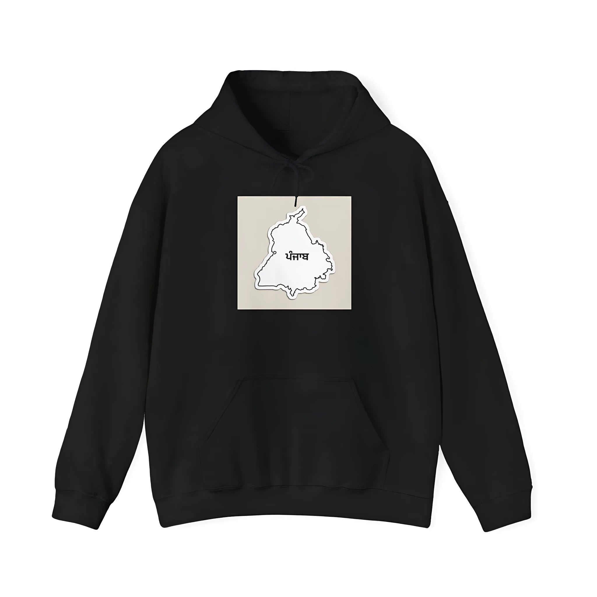 Black loose fit men's hoodie with drop shoulders and kangaroo pocket