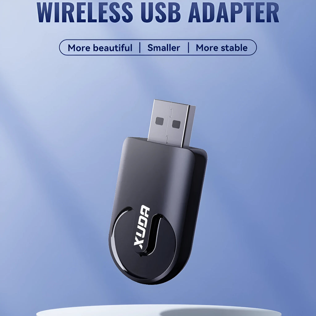 Black mini CarPlay USB interface adapter with compact dimensions for wireless smartphone connectivity in vehicles